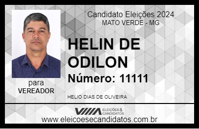 Candidato HELIN DE ODILON 2024 - MATO VERDE - Eleições