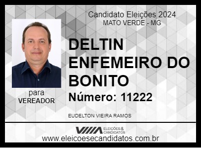 Candidato DELTIN ENFEMEIRO DO BONITO 2024 - MATO VERDE - Eleições