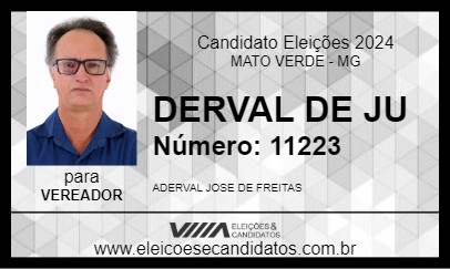 Candidato DERVAL DE JU 2024 - MATO VERDE - Eleições