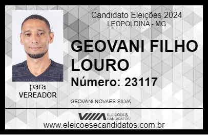 Candidato GEOVANI FILHO LOURO 2024 - LEOPOLDINA - Eleições