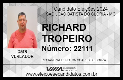 Candidato RICHARD TROPEIRO 2024 - SÃO JOÃO BATISTA DO GLÓRIA - Eleições