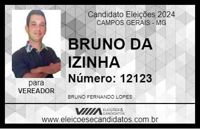 Candidato BRUNO DA IZINHA 2024 - CAMPOS GERAIS - Eleições