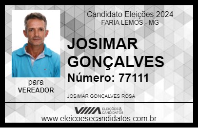 Candidato JOSIMAR GONÇALVES 2024 - FARIA LEMOS - Eleições