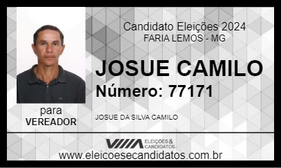 Candidato JOSUE CAMILO 2024 - FARIA LEMOS - Eleições