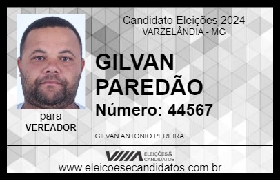 Candidato GILVAN PAREDÃO 2024 - VARZELÂNDIA - Eleições