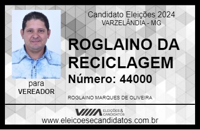 Candidato ROGLAINO DA RECICLAGEM 2024 - VARZELÂNDIA - Eleições