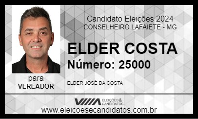 Candidato ELDER COSTA 2024 - CONSELHEIRO LAFAIETE - Eleições