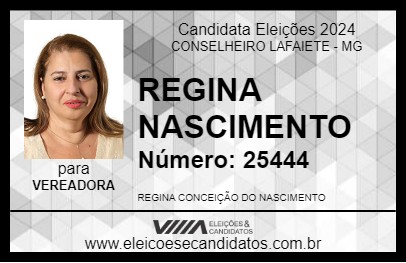 Candidato REGINA NASCIMENTO 2024 - CONSELHEIRO LAFAIETE - Eleições