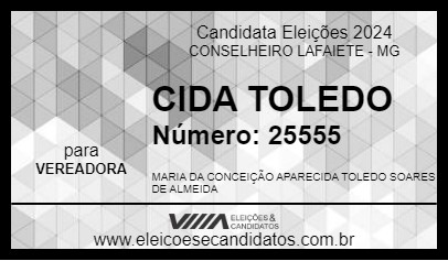 Candidato CIDA TOLEDO 2024 - CONSELHEIRO LAFAIETE - Eleições