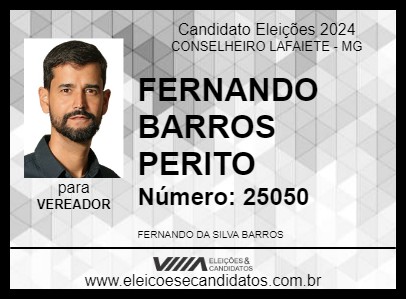 Candidato FERNANDO BARROS PERITO 2024 - CONSELHEIRO LAFAIETE - Eleições