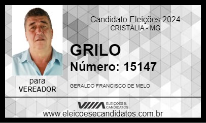 Candidato GRILO 2024 - CRISTÁLIA - Eleições