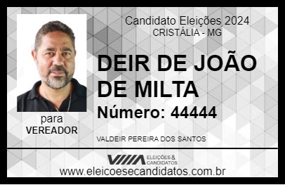 Candidato DEIR DE JOÃO DE MILTA 2024 - CRISTÁLIA - Eleições