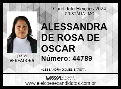 Candidato ALESSANDRA DE ROSA DE OSCAR 2024 - CRISTÁLIA - Eleições