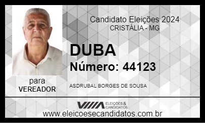 Candidato DUBA 2024 - CRISTÁLIA - Eleições