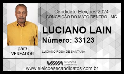 Candidato LUCIANO LAIN 2024 - CONCEIÇÃO DO MATO DENTRO - Eleições