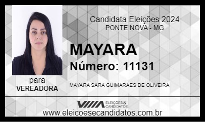 Candidato MAYARA 2024 - PONTE NOVA - Eleições