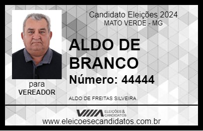 Candidato ALDO DE BRANCO 2024 - MATO VERDE - Eleições