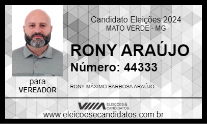 Candidato RONY ARAÚJO 2024 - MATO VERDE - Eleições