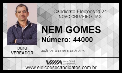 Candidato NEM GOMES 2024 - NOVO CRUZEIRO - Eleições