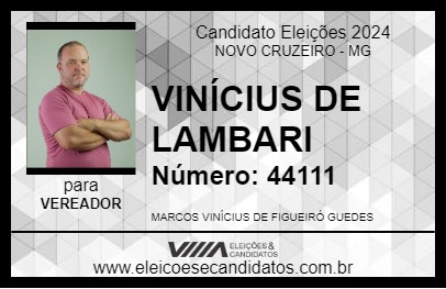 Candidato VINÍCIUS DE LAMBARI 2024 - NOVO CRUZEIRO - Eleições