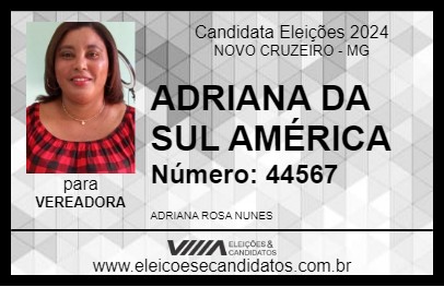 Candidato ADRIANA DA SUL AMÉRICA 2024 - NOVO CRUZEIRO - Eleições