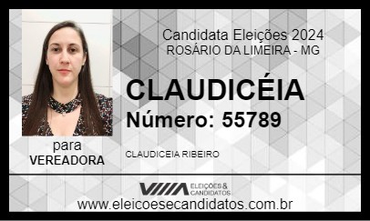 Candidato CLAUDICÉIA 2024 - ROSÁRIO DA LIMEIRA - Eleições