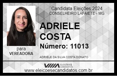 Candidato ADRIELE COSTA 2024 - CONSELHEIRO LAFAIETE - Eleições