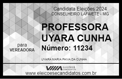 Candidato PROFESSORA UYARA CUNHA 2024 - CONSELHEIRO LAFAIETE - Eleições