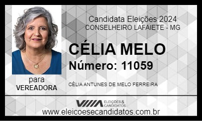 Candidato CÉLIA MELO 2024 - CONSELHEIRO LAFAIETE - Eleições