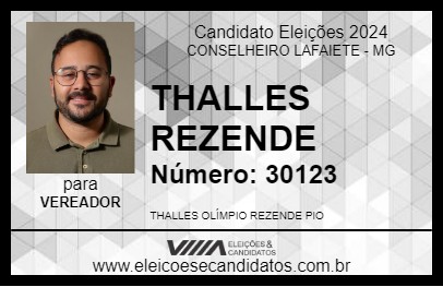 Candidato THALLES REZENDE 2024 - CONSELHEIRO LAFAIETE - Eleições