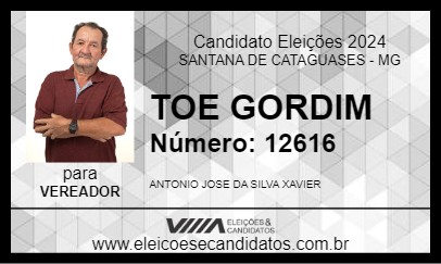 Candidato TOE GORDIM 2024 - SANTANA DE CATAGUASES - Eleições