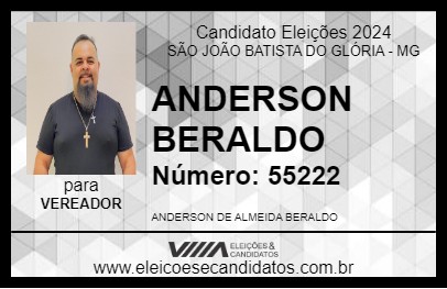 Candidato ANDERSON BERALDO 2024 - SÃO JOÃO BATISTA DO GLÓRIA - Eleições