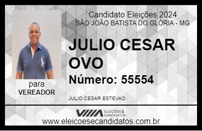 Candidato JULIO CESAR OVO 2024 - SÃO JOÃO BATISTA DO GLÓRIA - Eleições