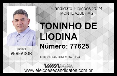 Candidato TONIM DE ELIODINA 2024 - MONTE AZUL - Eleições