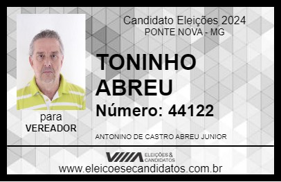 Candidato TONINHO ABREU 2024 - PONTE NOVA - Eleições