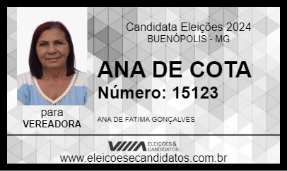 Candidato ANA DE COTA 2024 - BUENÓPOLIS - Eleições