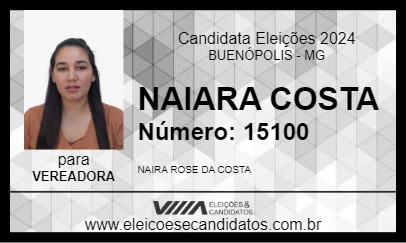 Candidato NAIARA COSTA 2024 - BUENÓPOLIS - Eleições