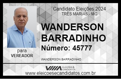 Candidato WANDERSON BARRADINHO 2024 - TRÊS MARIAS - Eleições