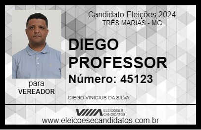 Candidato DIEGO PROFESSOR 2024 - TRÊS MARIAS - Eleições