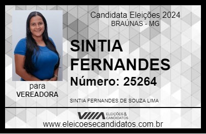 Candidato SINTIA FERNANDES 2024 - BRAÚNAS - Eleições