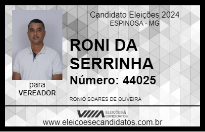 Candidato RONI DA SERRINHA 2024 - ESPINOSA - Eleições