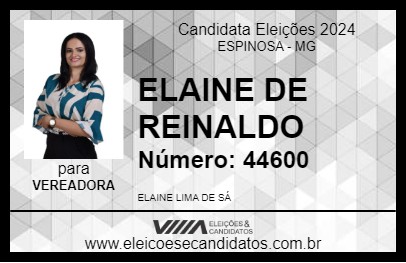 Candidato ELAINE DE REINALDO 2024 - ESPINOSA - Eleições