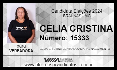 Candidato CELIA CRISTINA 2024 - BRAÚNAS - Eleições