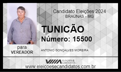 Candidato TUNICÃO 2024 - BRAÚNAS - Eleições