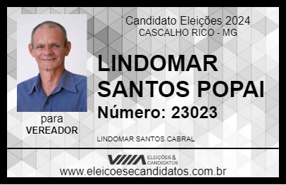 Candidato LINDOMAR SANTOS POPAI 2024 - CASCALHO RICO - Eleições