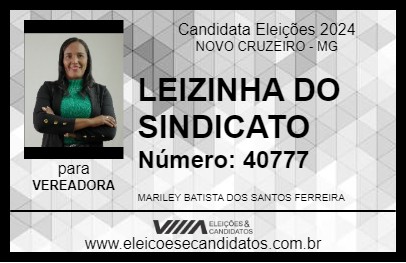 Candidato LEIZINHA DO SINDICATO 2024 - NOVO CRUZEIRO - Eleições