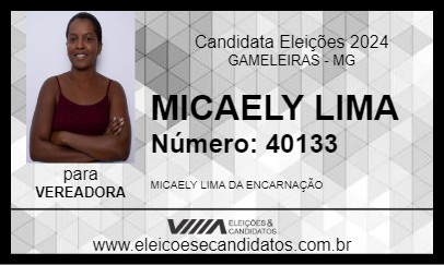 Candidato MICAELY LIMA 2024 - GAMELEIRAS - Eleições