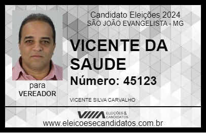 Candidato VICENTE DA SAUDE 2024 - SÃO JOÃO EVANGELISTA - Eleições