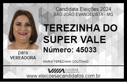 Candidato TEREZINHA DO SUPER VALE 2024 - SÃO JOÃO EVANGELISTA - Eleições