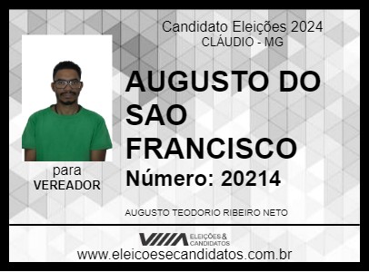 Candidato AUGUSTO DO SAO FRANCISCO 2024 - CLÁUDIO - Eleições